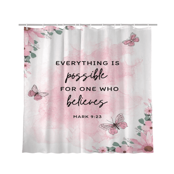 Everything Is Possible Mark 9 Waterproof Polyester Shower Curtain 72 x 72 Inch