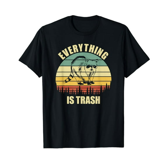 Everything Is Trash Racoon Cotton T-Shirt Black