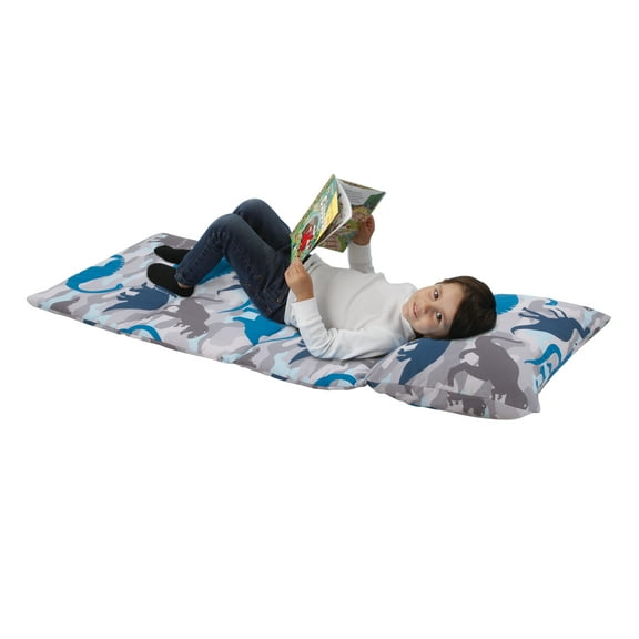 Everything Kids Dinosaur Easy Fold Deluxe Nap Mat, Navy, Gray, Preschool Boy
