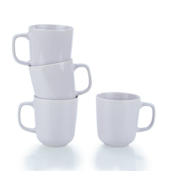 Everything Kitchens Modern Colorful Neutrals - Rippled 12oz Mugs (Set of 4) - Glazed | Dusty Purple