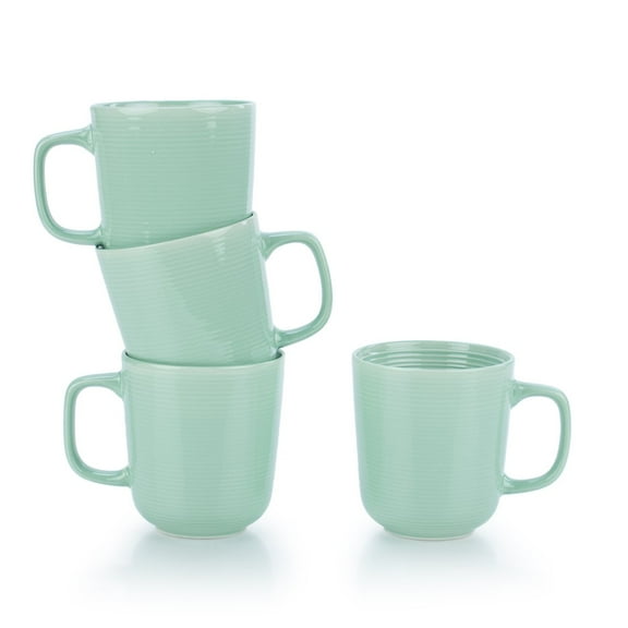 Everything Kitchens Modern Colorful Neutrals - Rippled 12oz Mugs (Set of 4) - Glazed | Light Green