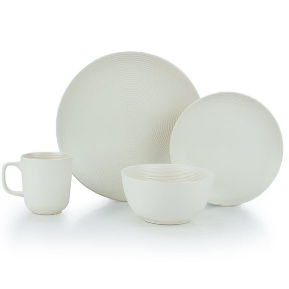 Everything Kitchens Modern Colorful Neutrals - Rippled 16-Piece Dinnerware Set - Matte | Beige