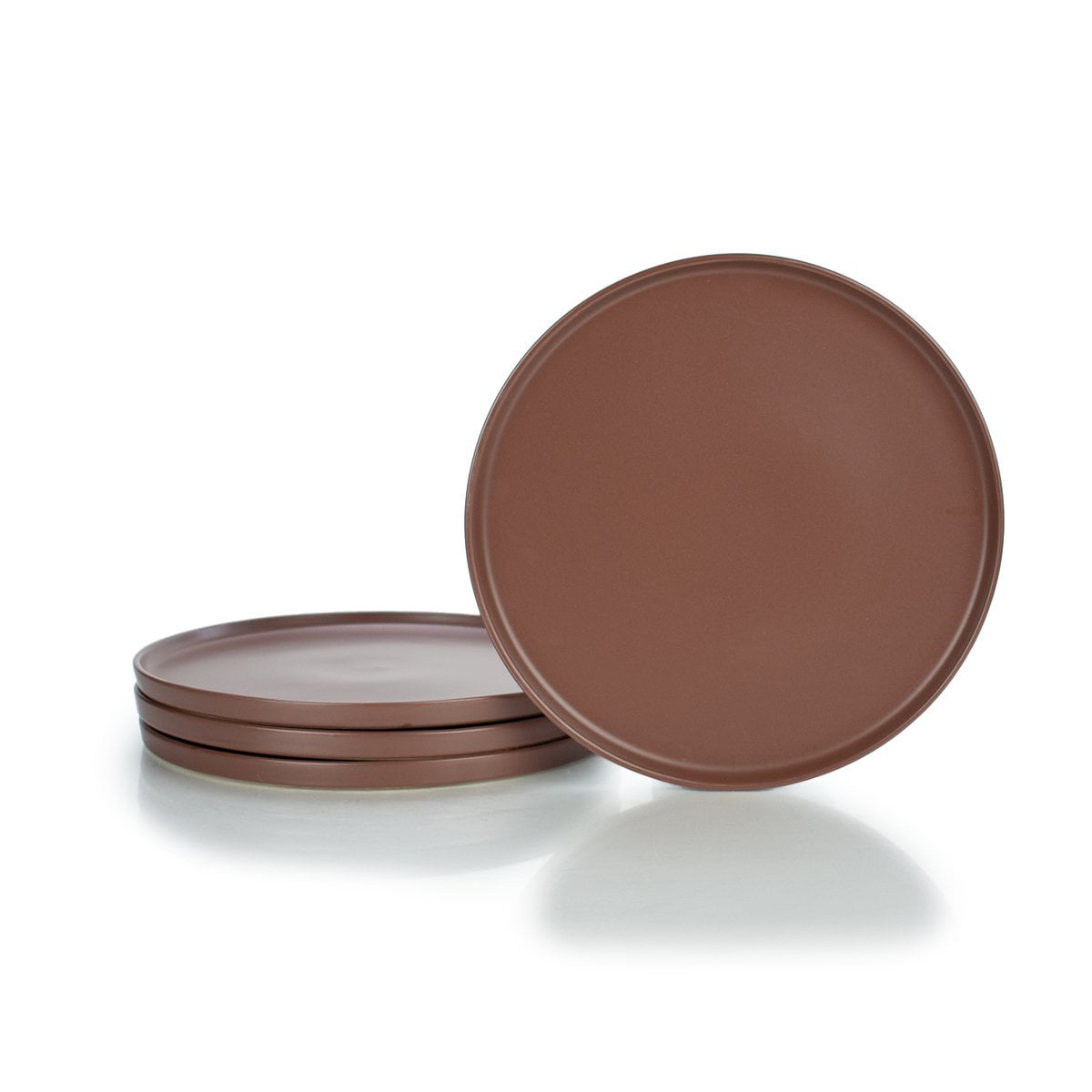 Everything Kitchens Modern Flat 11" Dinner Plates (Set of 4) | Brown