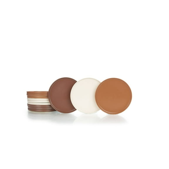 Everything Kitchens Modern Flat 12-Piece Lunch Plate Set | Brown, Terracotta & Soft Pink