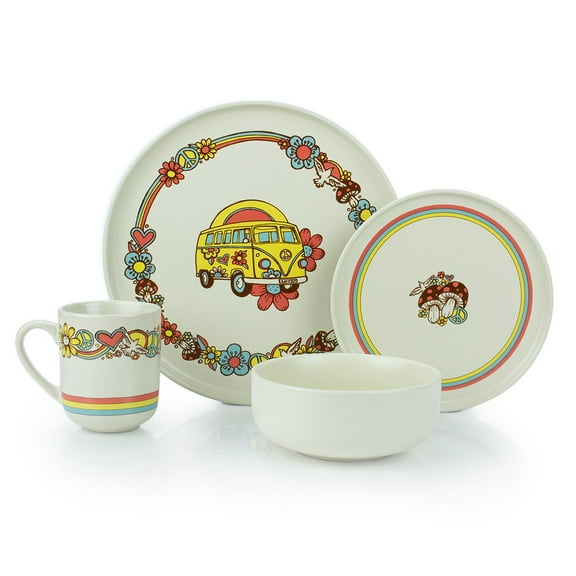 Everything Kitchens Modern Flat 16-Piece Dinnerware Set | Peace & Love