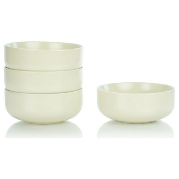 Everything Kitchens Modern Flat 24oz Bowls (Set of 4) | Beige