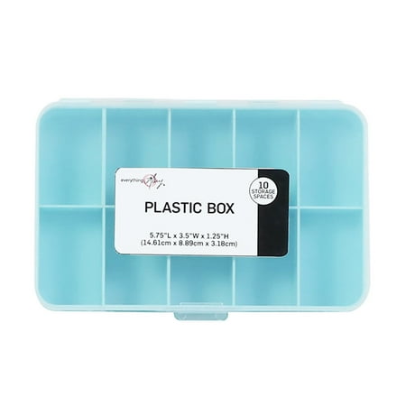 Everything Mary 10 Compartment Plastic Bead Storage Box, Teal (Single)