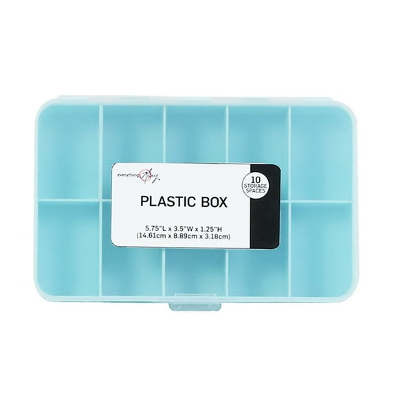 Everything Mary 10 Compartment Plastic Bead Storage Box, Teal (Single)
