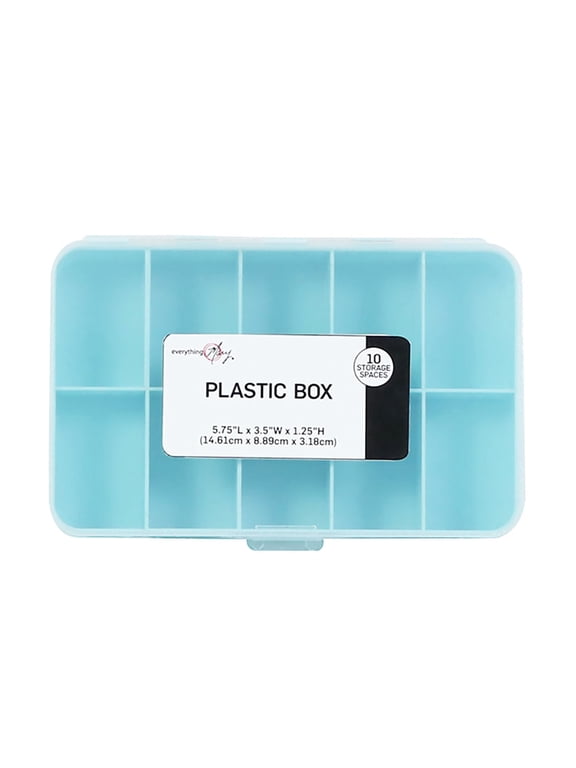 10 Compartment Plastic Bead Storage Box, Teal (Single)