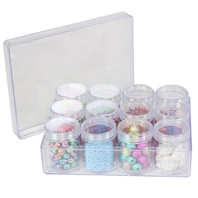 Everything Mary 12-Unit Plastic Beading Craft and Hobby Storage Box, Clear (Single)
