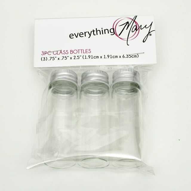 Everything Mary 3 Piece Glass Containers for Bead Storage, Clear, (3