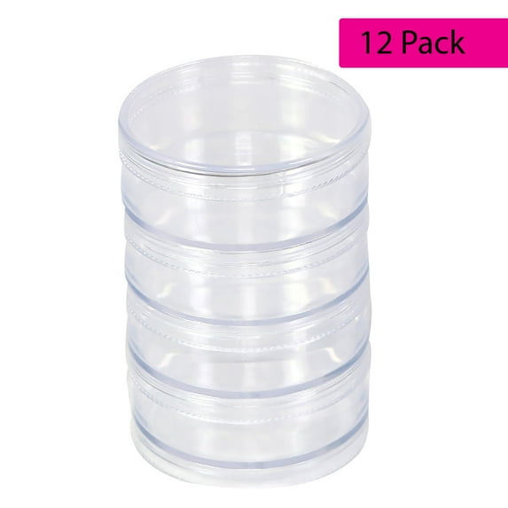 Everything Mary 4 Count Round Stackable Plastic Craft and Hobby Containers, (12 Packs of 4)