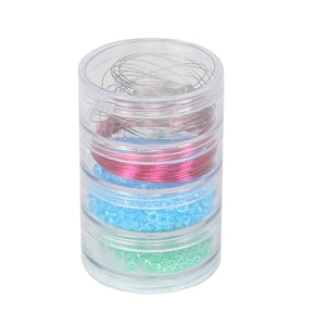 Everything Mary Round Stackable Clear Plastic Bead Containers, 4 Count