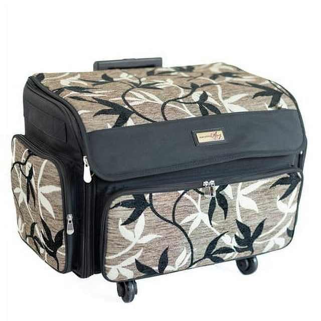 Everything Mary Everything Mary 4 Wheel Sewing Machine Storage Tote, Black & White Floral