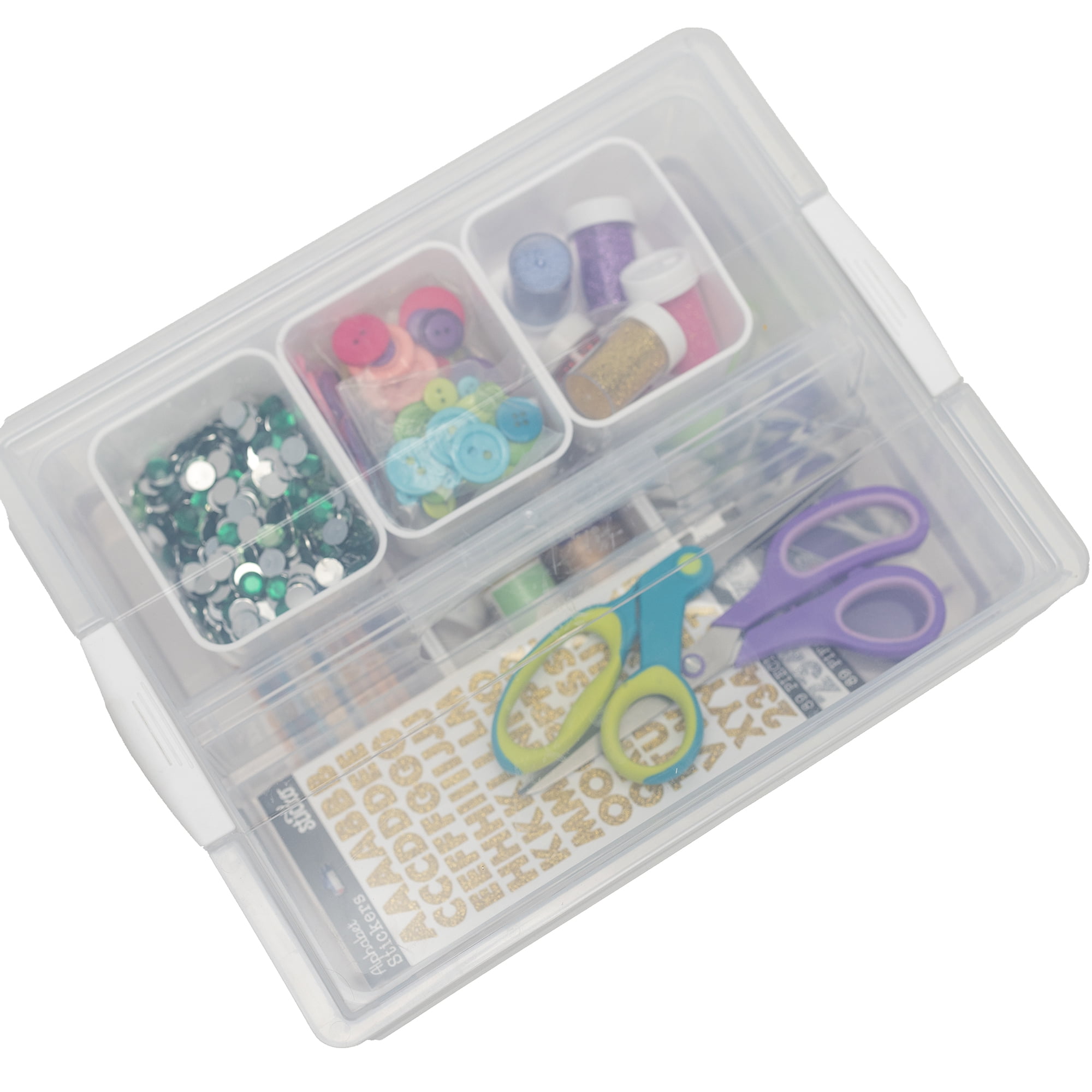 Everything Mary 7-Piece Clear Plastic Craft and Hobby Storage Container for  Craft Tools 