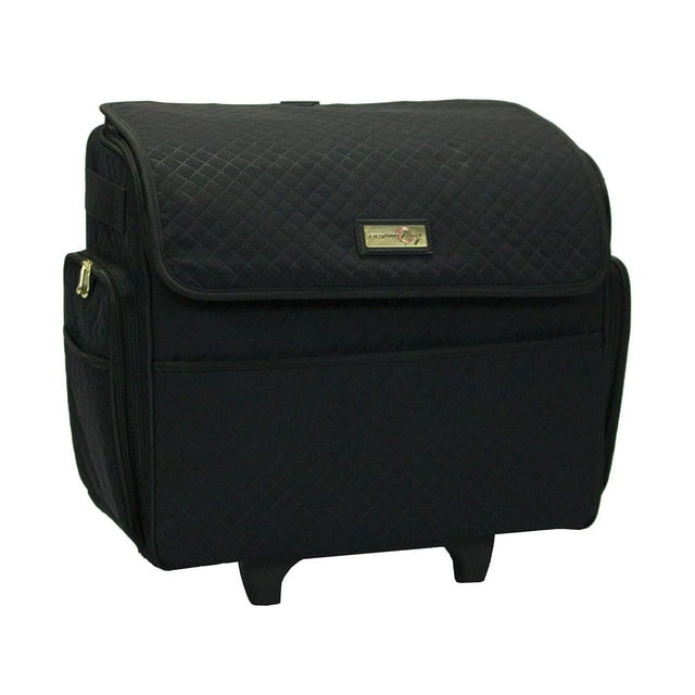 Everything Mary Black Stamped Rolling Sewing Machine Tote Sewing