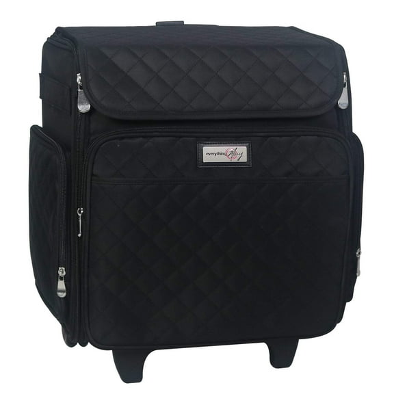 Collapsible Rolling Scrapbook Featherweight Case, Black Quilted