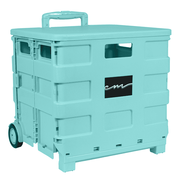 Everything Mary Collapsible Rolling Craft Cart with Lid, Aqua - Walmart.com