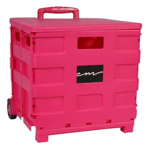 Everything Mary Collapsible Rolling Craft Cart with Lid, Pink