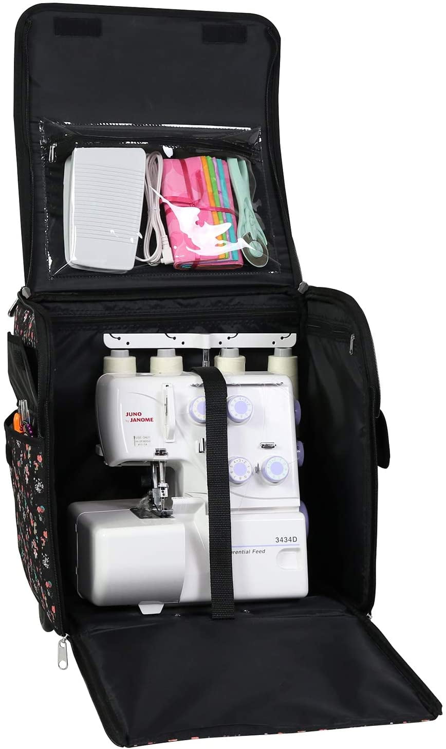 Everything Mary Collapsible Sewing Machine Rolling Storage Case, Black ...