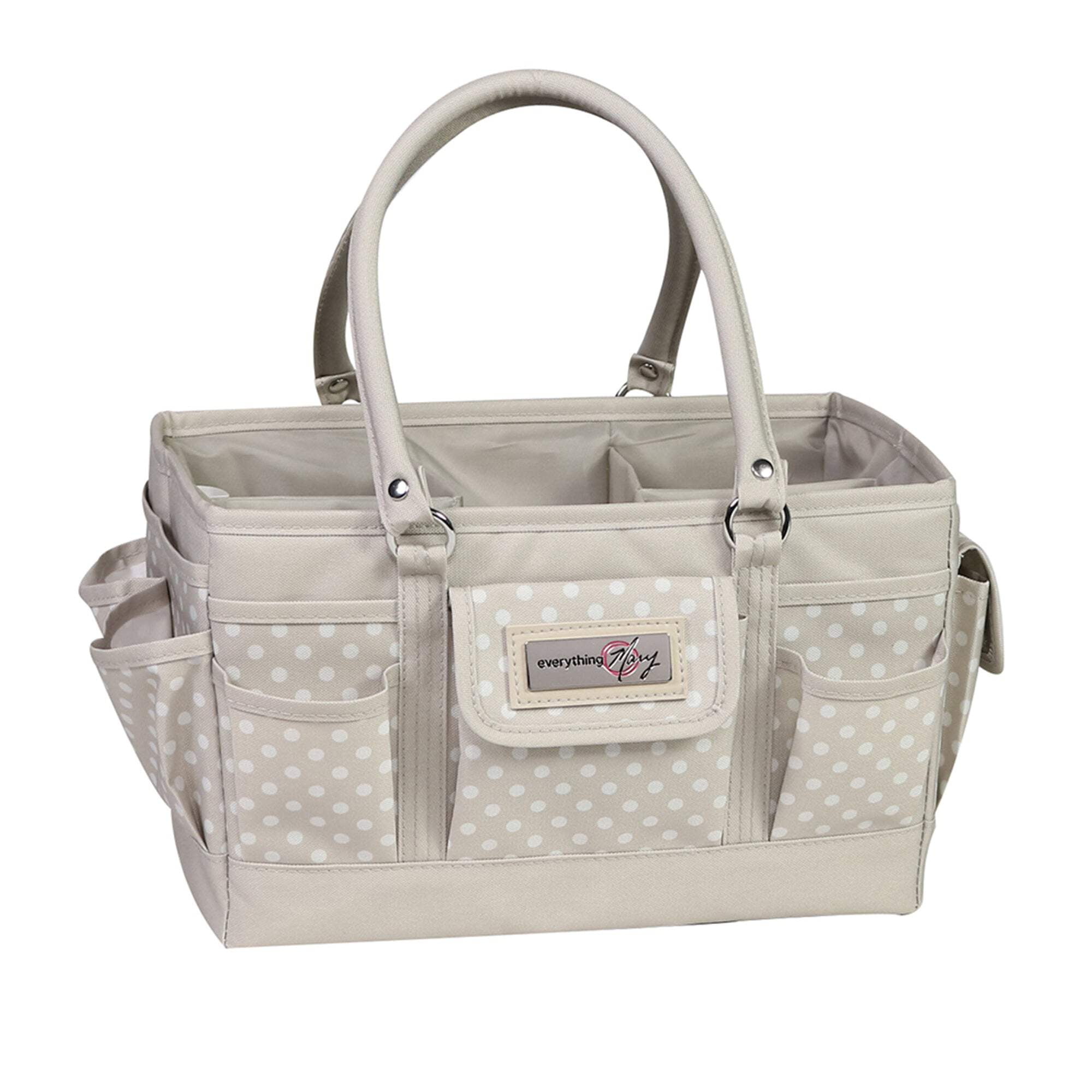 Deluxe Store  Tote Craft Organizer, Tan Dot