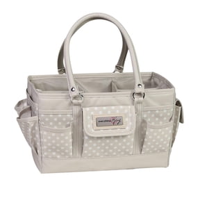 Deluxe Store Tote Craft Organizer, Tan Dot
