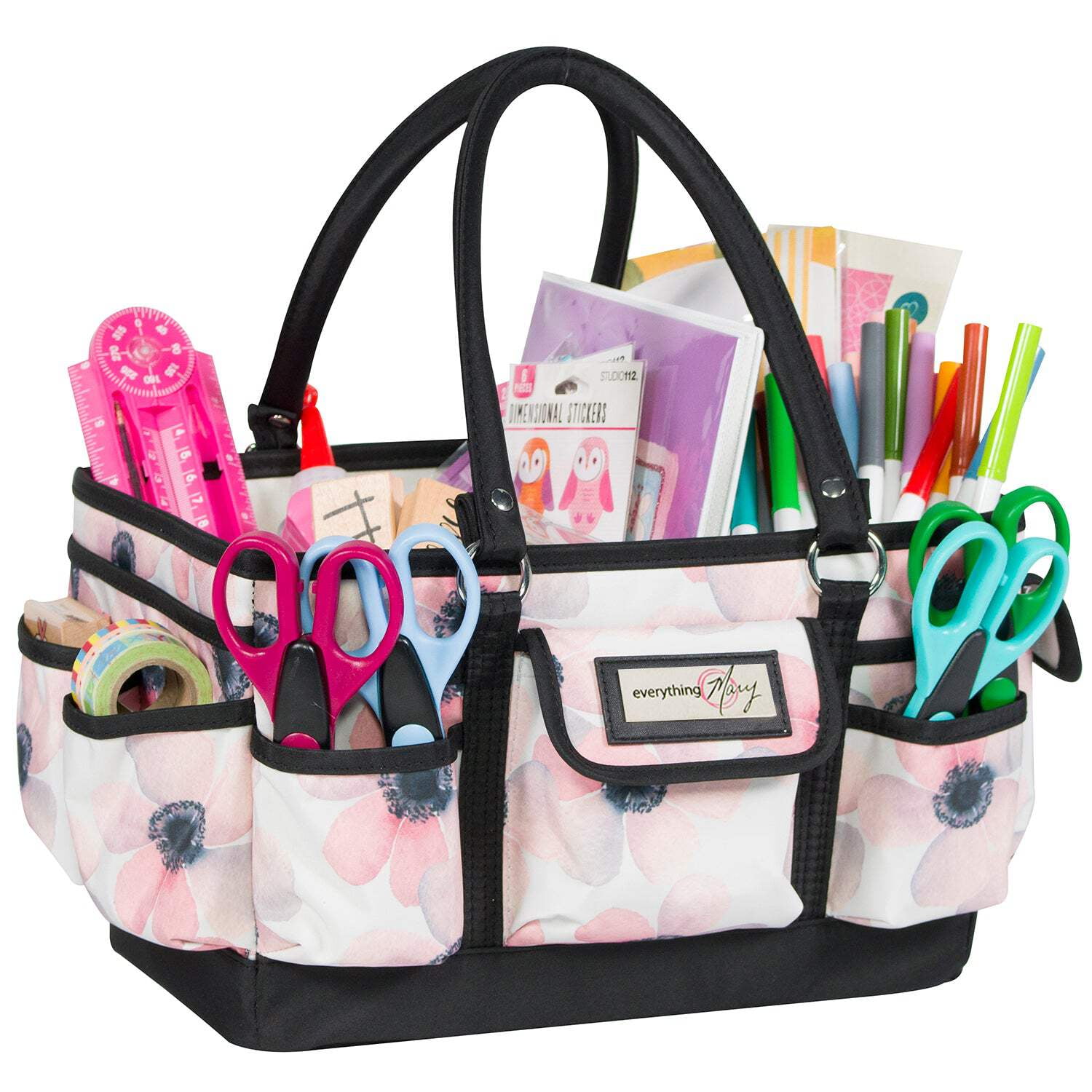 Everything Mary Craft Caddy, Black & Floral - Art Storage for