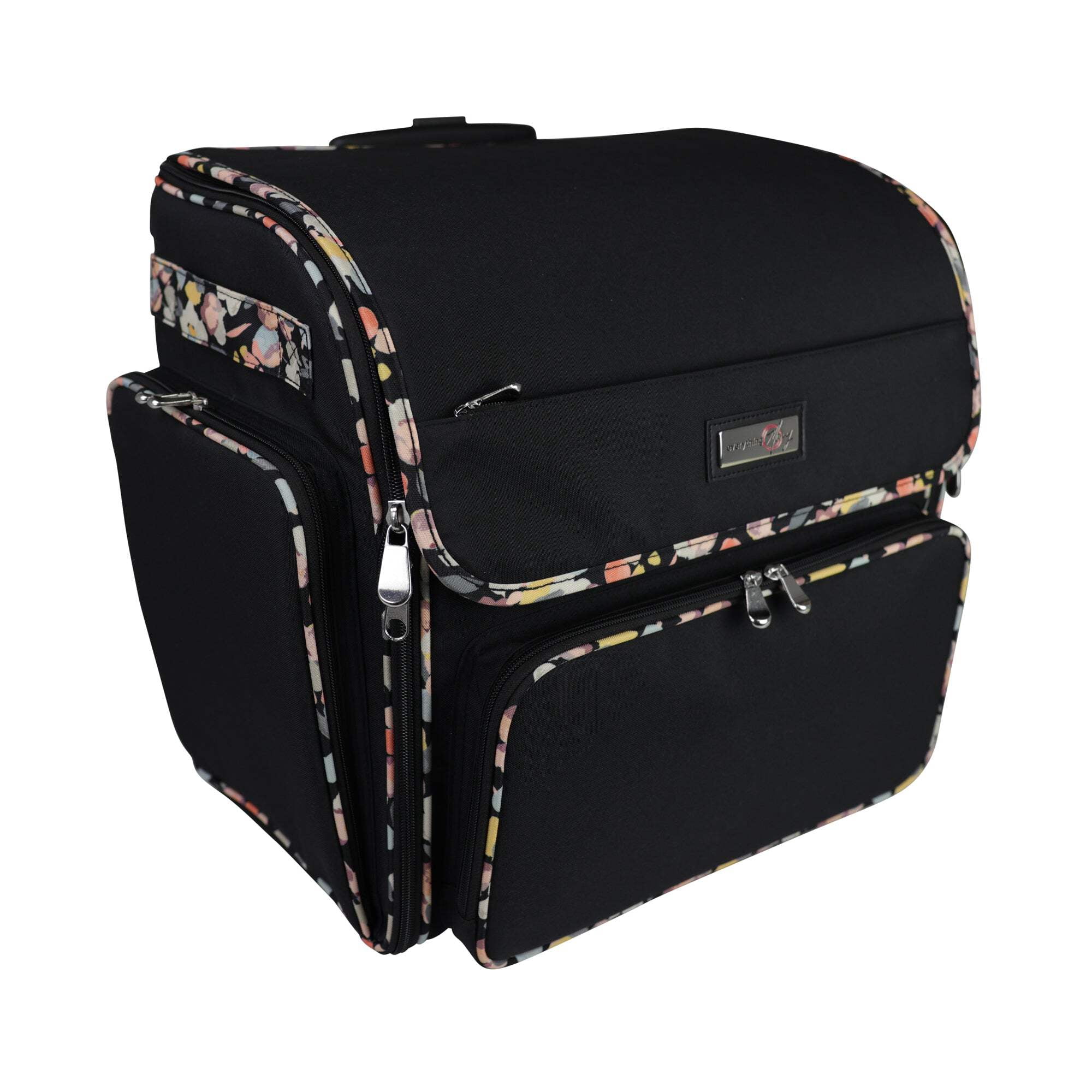 Deluxe Collapsible Rolling Scrapbook Case, Black  Floral