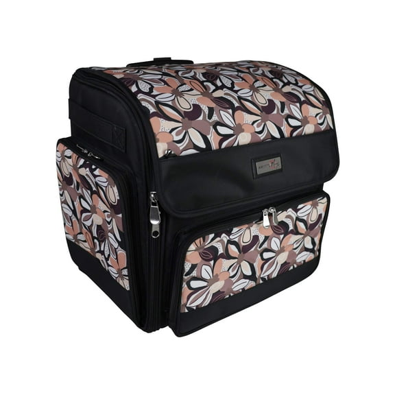 Deluxe Collapsible Rolling Scrapbook Case, Brown  Floral