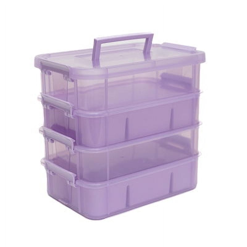 Purple High-Quality Plastic Four Tray Craft Storage Organizer