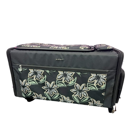 Everything Mary Jumbo 5 Wheel Collapsible Rolling Sewing Machine Storage Case, Floral