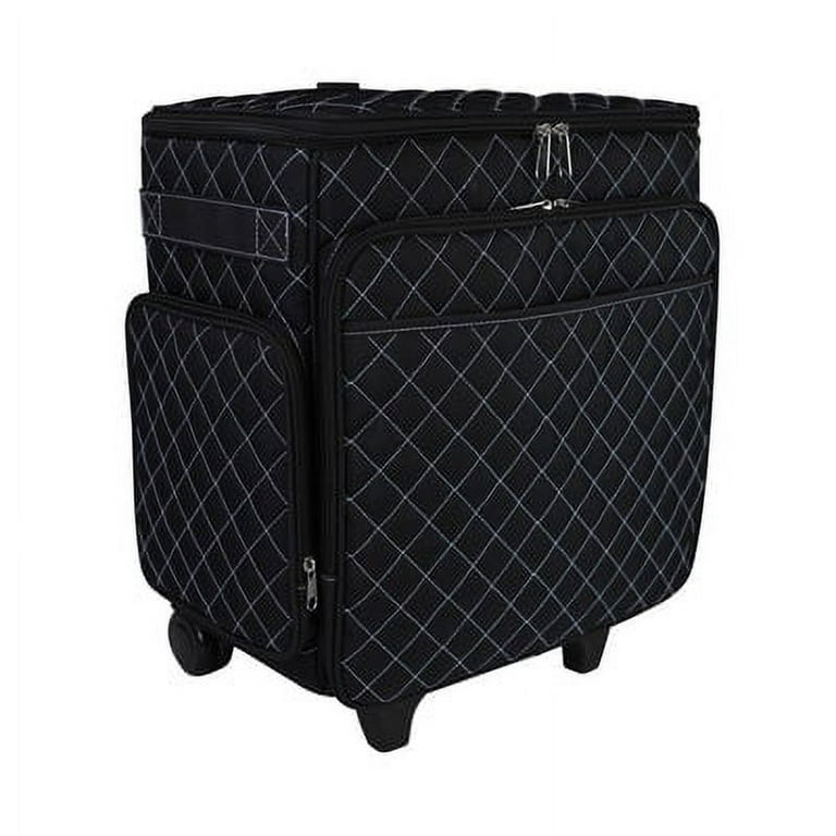 Everything Mary Rolling Craft Bag, Black & Blue Quilted