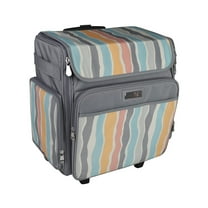 Collapsible Rolling Scrapbook  Featherweight Case, Grey Stripes