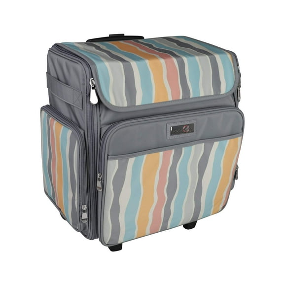 Collapsible Rolling Scrapbook  Featherweight Case, Grey Stripes