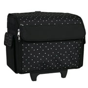 Everything Mary Rolling Sewing Machine Storage and Transport Tote, Black & White Triangles with Wheels