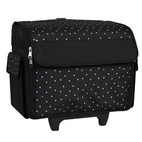 Everything Mary Rolling Sewing Machine Tote, Black & White Triangle, Large with Wheels