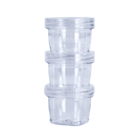 Everything Mary Round Stackable Crafting Containers, 3 Piece Plastic Clear Set