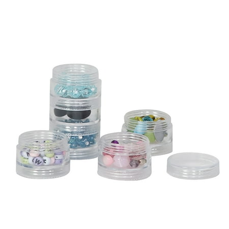 Everything Mary Round Stackable Clear Plastic Containers 6-Pack – Craft & Bead Storage Jars