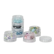 Everything Mary Round Stackable Clear Plastic Containers 6-Pack   Craft & Bead Storage Jars