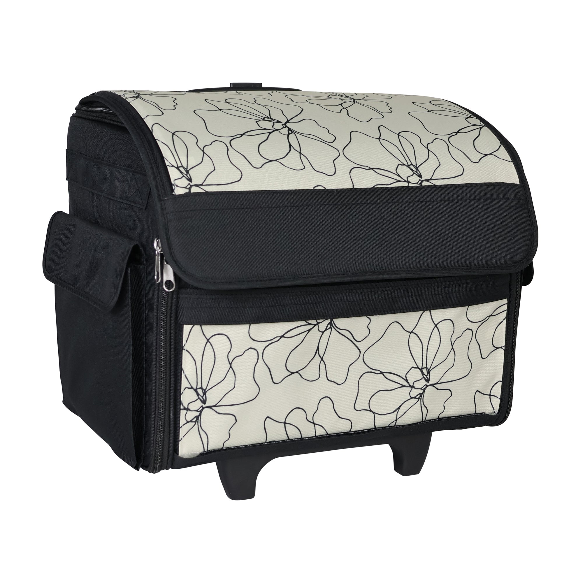 Everything Mary Sewing Tote Polyester Universal Fit Portable with Dual Wheels Tan Line Floral Walmart