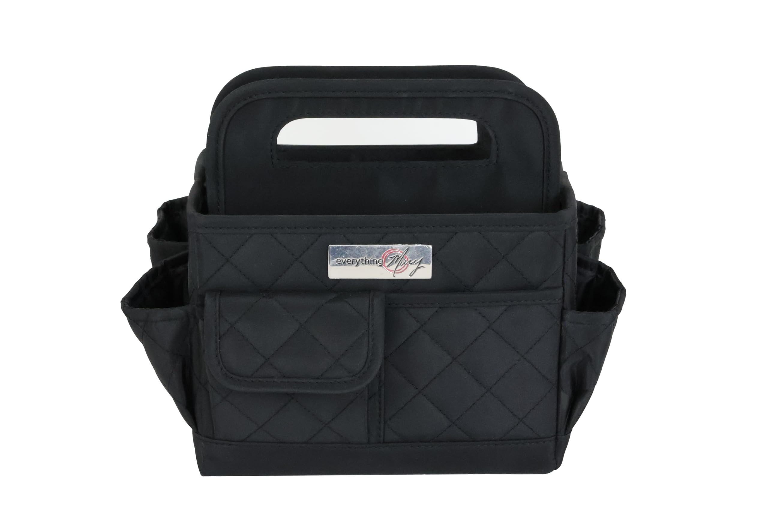 Everything Mary Deluxe Craft Organizer Tote – Black Floral Design, Multiple Pockets, Telescoping Handle