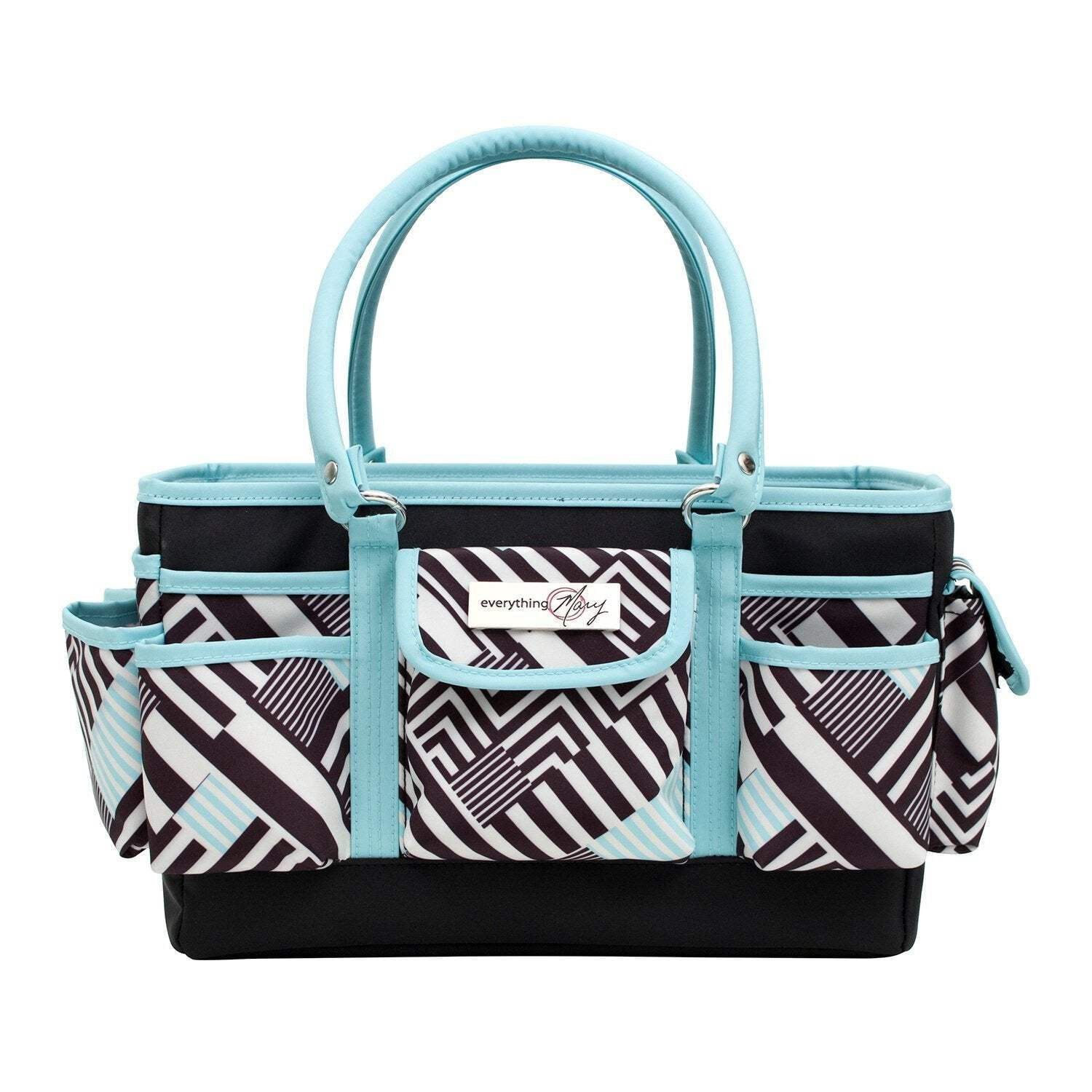 Deluxe Store  Tote Craft Organizer, Teal Geometric