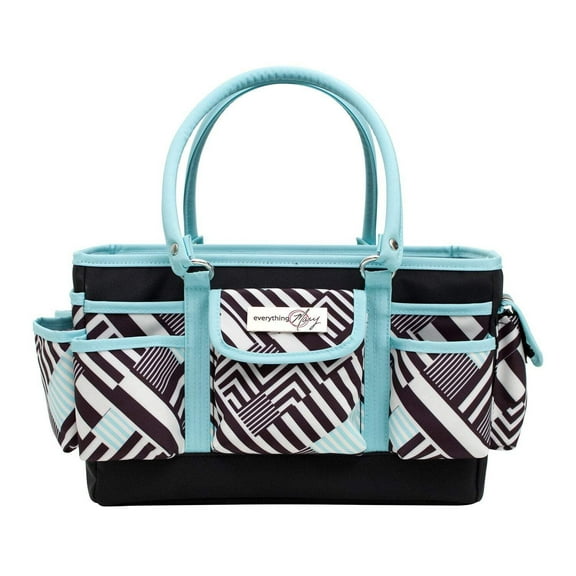 Deluxe Store Tote Craft Organizer, Teal Geometric