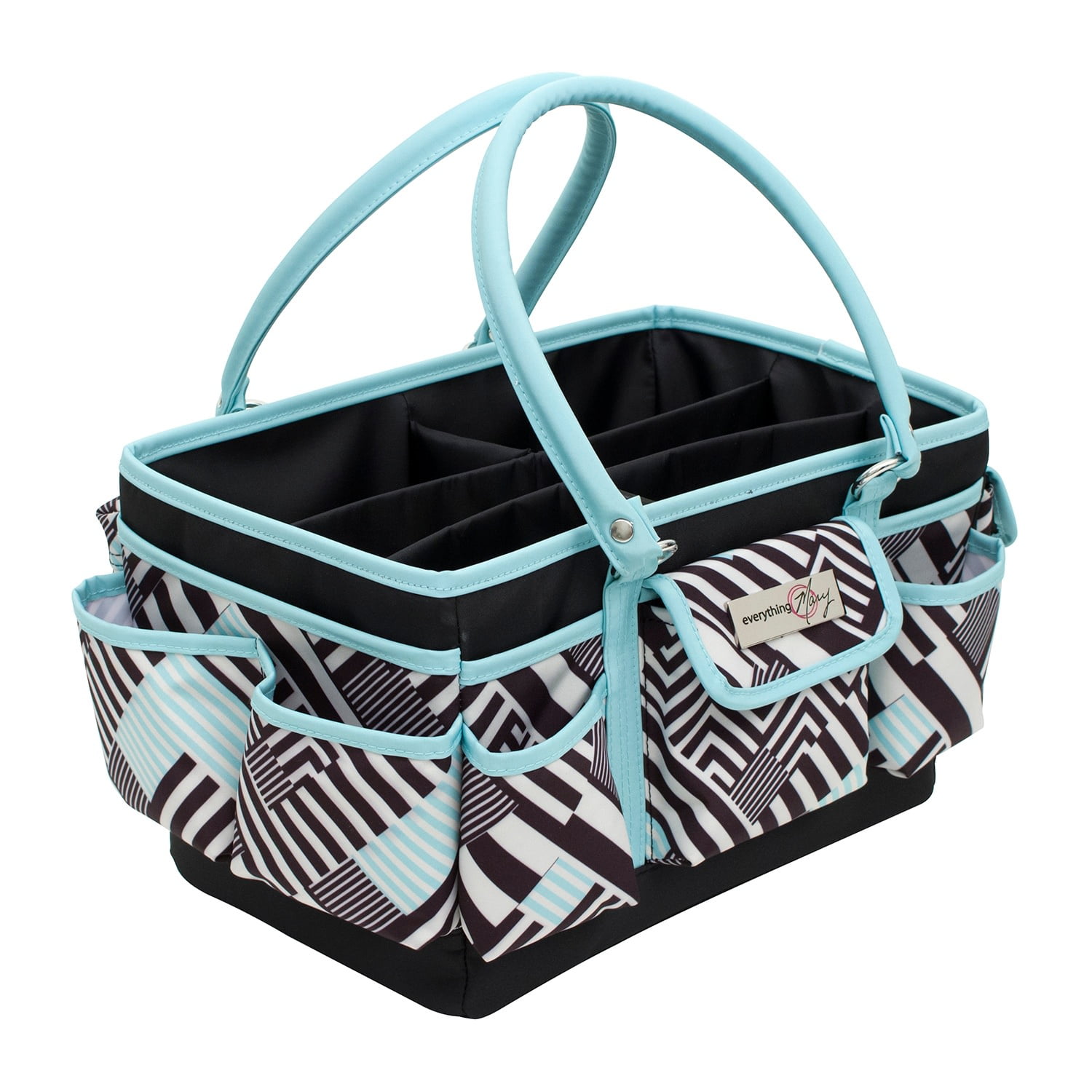 Everything Mary Teal Geometric Deluxe Store & Tote - Storage Craft Bag ...