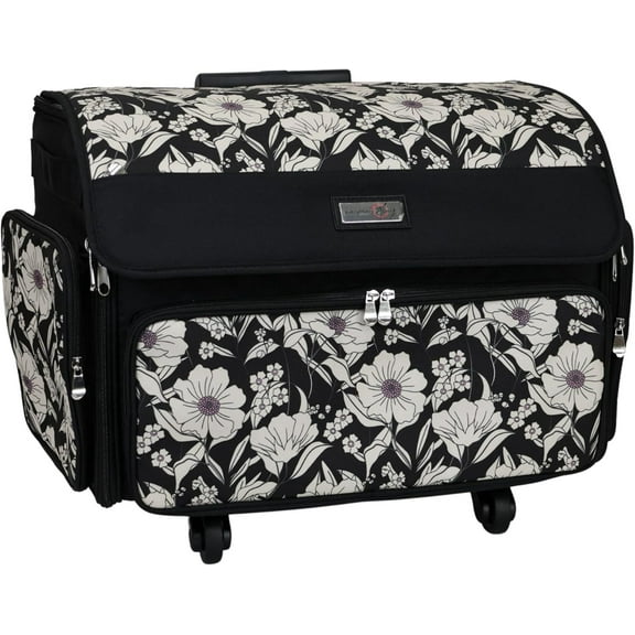 Everything Mary Black Rolling Craft Tote for Sewing & Craft Supplies, 1 Count