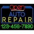 thumbnail image 1 of Everything Neon  Auto Repair Open with Phone Number Animated LED Sign 24'' Tall x 31'' Wide x 1'' Deep, 1 of 1