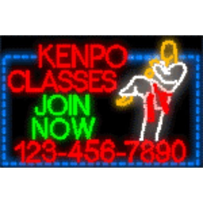 Everything Neon Kenpo LED with Phone Number Animated LED Sign 24'' Tall ...