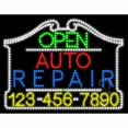thumbnail image 1 of Everything Neon L100-5474 Auto Repair Open with Phone Number Animated LED Sign 24'' Tall x 31'' Wide x 1'' Deep, 1 of 1