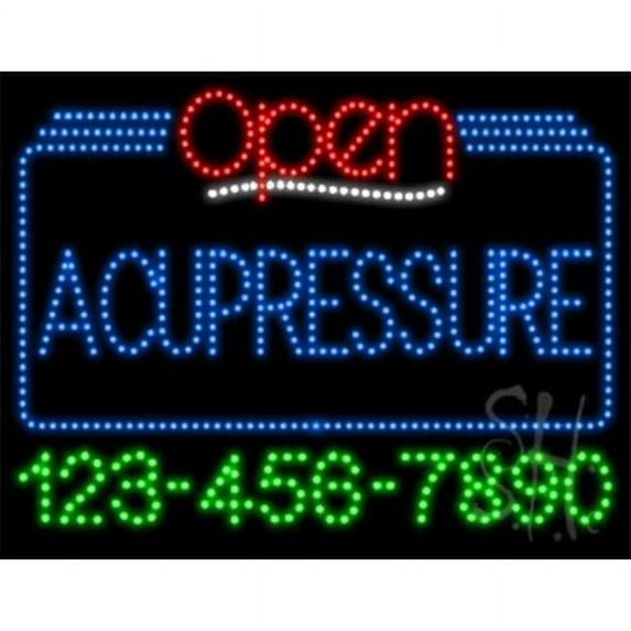 Everything Neon L100-5514 Acupressure Open with Phone Number Animated LED Sign 24'' Tall x 31'' Wide x 1'' Deep