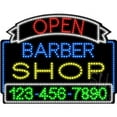 thumbnail image 1 of Everything Neon L100-5584 Barber Shop Open with Phone Number Animated LED Sign 24'' Tall x 31'' Wide x 1'' Deep, 1 of 1